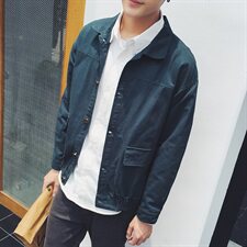 204-JK01-P45茄克衫2021春秋纯色落肩夹克百搭外套跑量白xc日系，男装夹克，星座204