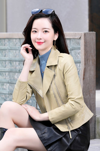 2021秋季时尚简约大方气质优雅收腰显瘦休闲修身百搭潮流皮衣，女装皮衣，臻衣坊