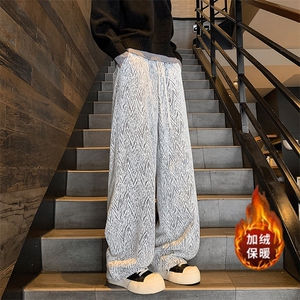 秋冬人字纹肌理感加绒加厚保暖休闲裤A584特P45控78图片
