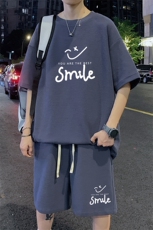 ！2024夏季新款男士潮流华夫格短袖套装百搭短袖T恤HTZ01P50，男装T恤，电商B220
