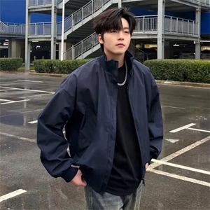 抖音得物 美式潮休闲夹克春季立领纯色复古工装加厚棉服外套MF01图片