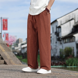 时尚亚麻透气休闲裤男风2025夏季新款休闲百搭直筒裤2412-P55图片