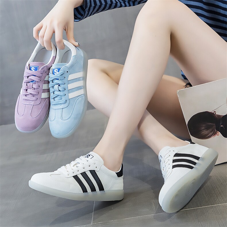真皮厚底德训鞋女平底2024新款小白鞋板鞋潮鞋女,女鞋休闲鞋,电商A223