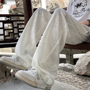 8XL-M 特大码肌理感冰丝薄款休闲裤长裤男宽松百搭情侣裤K967P45图片