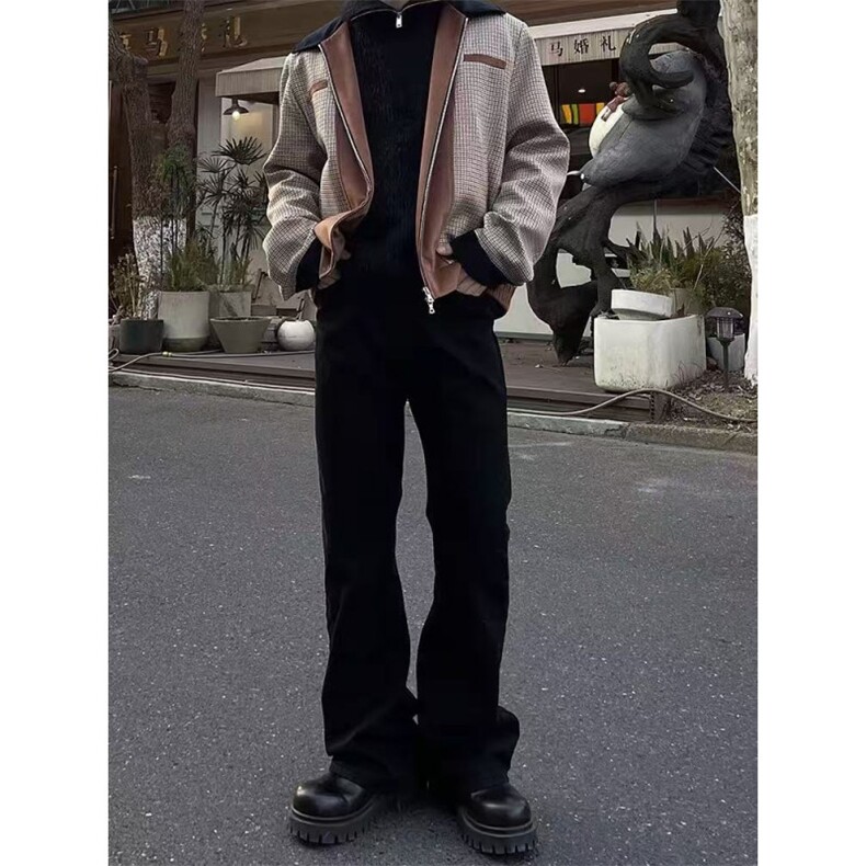 WE1568-P43 2025美式高街vibe水洗直筒微喇牛仔裤图片