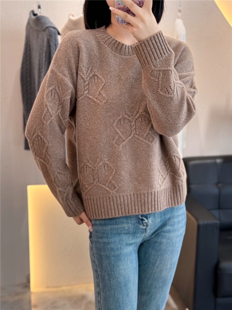 圆领羊绒衫女山羊绒秋冬内搭针织打底纯色毛衣,女装羊绒衫,大千羊绒