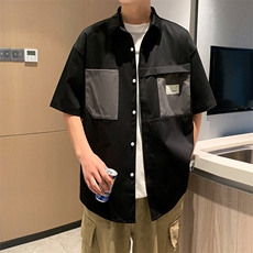 24年港风夏款工装宽松短袖衬衫男CS104P45，男装衬衫，星座1204-3