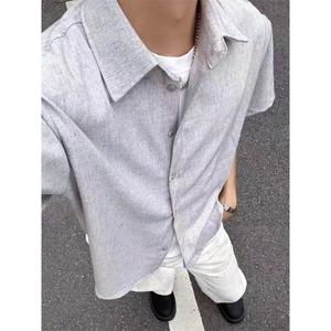 档口现货~夏季男女花纱白月影亚麻混纺衬衫短袖CT25106批50图片