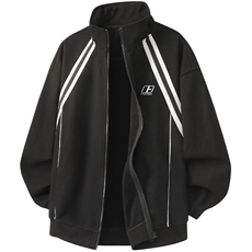 抖音得物高品质秋冬美式重磅结构织带撞色立领印花卫衣外套AW7001，女装短外套，电商A443