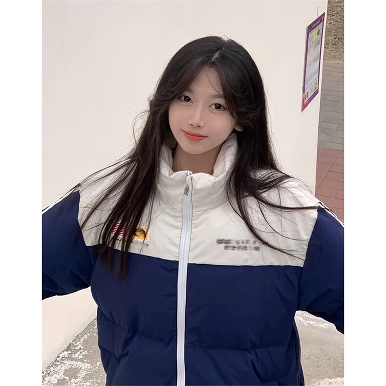 F1028-P128学院风拼接立领棉服女冬季新款设计感面包服棉衣外套,女装短外套,星座617A-2