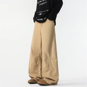 8XL-M 工装裤男秋季日系男直筒宽松阔腿休闲弯刀裤子男K9177P65图片
