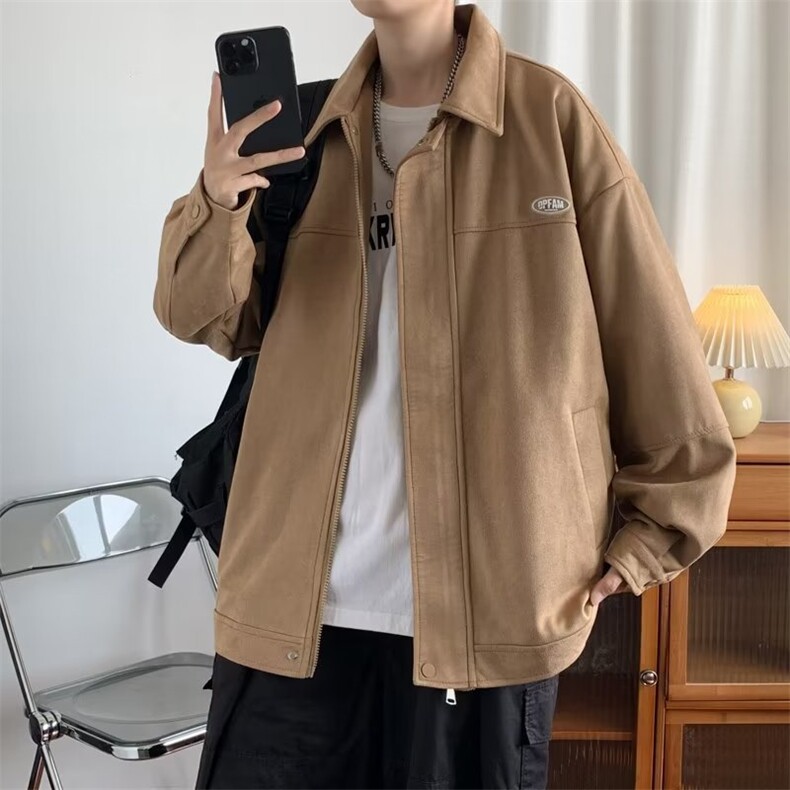 美式棒球服男春秋冬季2025新款高街oversize潮牌翻领情侣夹克外套,男装夹克,星座1008