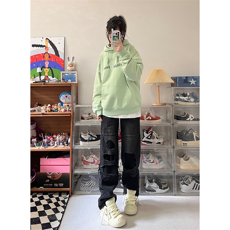B221美式ins高街暗黑小众撞色破洞直筒牛仔裤LK23109-P65控88,男装牛仔裤,电商B221