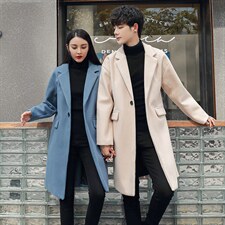 2022款呢子大衣潮流秋冬百搭中长款气质情侣装毛呢外套1913-P130，女装短外套，电商A413