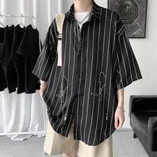 男短袖韩版潮流2024新款夏季宽松男士衬衣时尚外套A161-CT507-P45，男装衬衫，电商A161-2