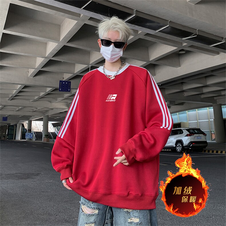 抖音得物供货提供视频秋冬重磅美式宽松织带圆领卫衣0306,男装卫衣,电商A486