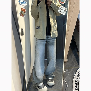B221 美式ins高街暗黑重工艺宽松直筒牛仔裤 LK23125-P65 控88图片