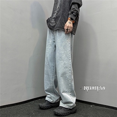 k1029-p40-控59M-5XL港风黄泥破洞高阶黑暗破洞宽松大码牛仔裤，男装牛仔裤，星座116