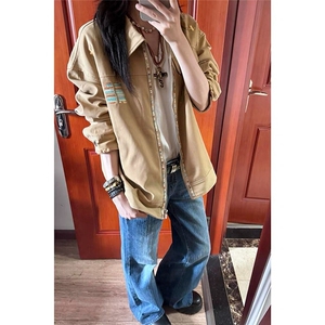 美式复古巴恩风休闲夹克男女款宽松设计感刺绣工装外套LW299-P68图片
