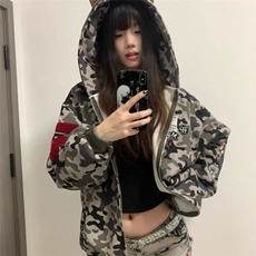 美式重磅工装杜宾犬春秋款式开衫连帽卫衣男女情侣上衣外套，男装工装外套，星座218-1（原230）