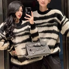 MM108-P68美式复古男女宽松休闲情侣慵懒套头针织衫毛衣，男装针织衫/毛衣，星座617A-2