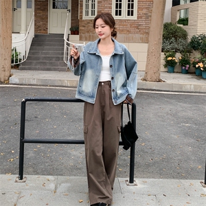 格子拼接牛仔外套女春秋2025新款百搭流行别致独特设计感夹克上衣图片