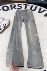 B221美式ins高街修身五角星微喇牛仔裤LK25580-特P45控78，男装牛仔裤，电商B221