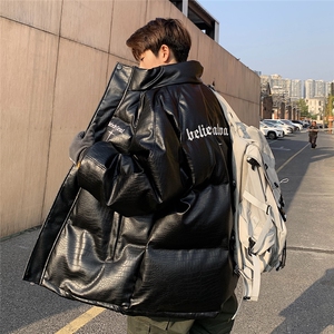 EQ345 美式绣花PU皮棉衣冬季加厚保暖外套男潮流棉服2024新款图片