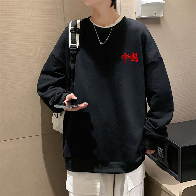 S6276-P28加绒款-P33秋季圆领卫衣男大码韩版宽松长袖外套,男装卫衣,电商A040