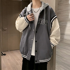 春秋潮牌宽松ins高街情侣上衣连帽拼接棒球服夹克男W5417-P60，男装夹克，星座512-2