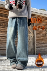 加长版裤子男高个子阔腿直筒牛仔裤190cm115休闲百搭长裤KZ080P60，男装牛仔裤，电商B312