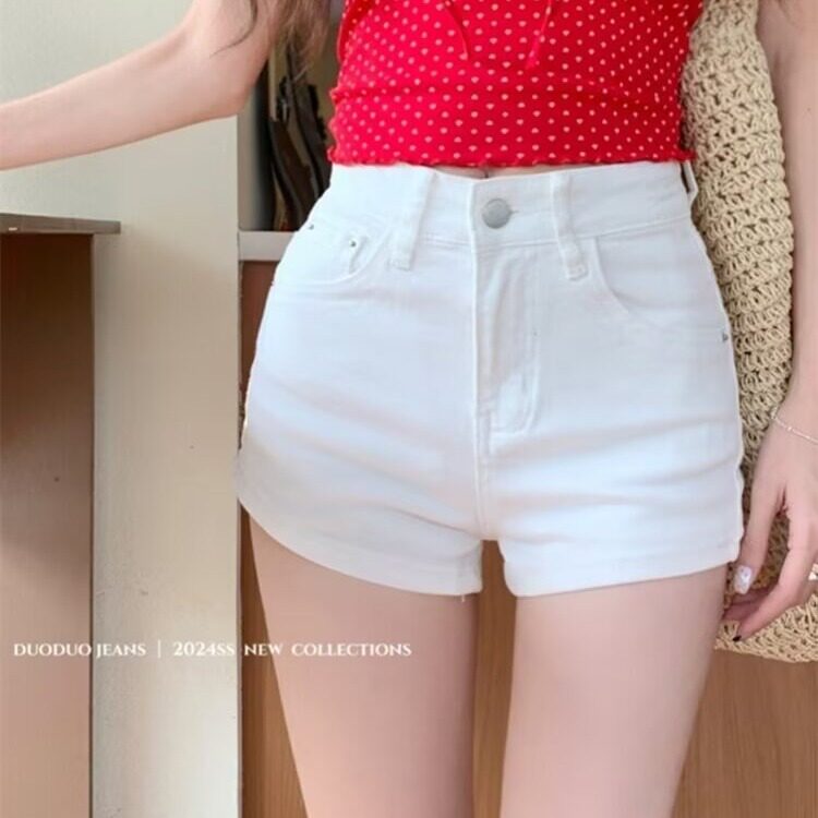 美式复古牛仔短裤女夏季小个子高腰丰胯提臀做旧辣妹紧身包臀热裤,男装牛仔裤,星座1210-1