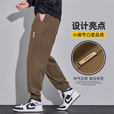 2025款斜纹针织宽松束脚休闲裤子男士冬季潮流运动卫裤Z2619-P40，男装休闲裤，星座509