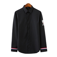 男士休闲弹力时尚休闲男高品质肩章白衬衫两色228-1011-P40，男装衬衫，星座228