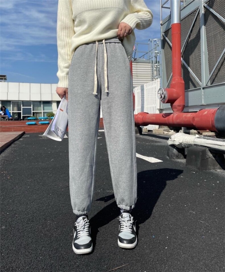 加绒卫裤，女装休闲裤，Gemini