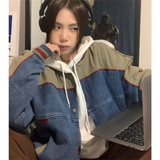 复古今年牛仔外套男女美秋季新款拼接百搭独特棒球服JK8527，男装工装外套，星座1116A（原606A-3）