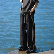 三条杠速干休闲裤男夏季薄款宽松百搭直筒运动长裤kB566，男装休闲裤，星座1116A-1（原606A）
