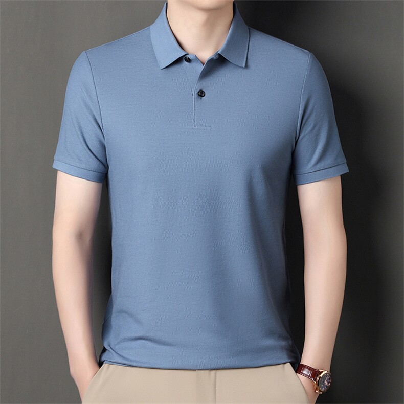 黑色短袖男款polo衫夏季痞帅轻熟风英伦雅痞男装薄款重磅正肩t恤，男装Polo衫，钱塘6003（原4033）