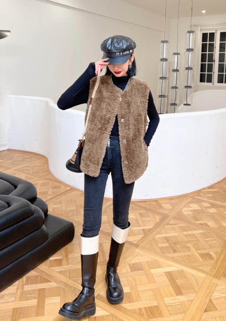 皮毛一体背心，女装背心吊带，千禧宏运