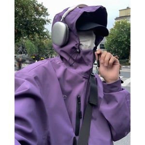男女同款机能风登山服美式户外冲锋衣外套女秋冬季防风夹克-Y9277图片