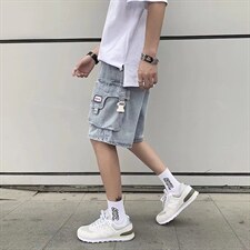 口袋设计牛仔短裤男夏季韩版宽松直筒休闲裤G277P43,男装牛仔裤,星座1116-2