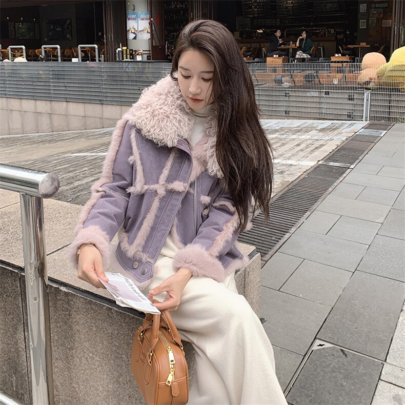 新品2025冬装真兔毛机车外套2c116-6867-p299-k425,女装皮草,2C116