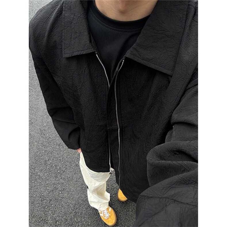 外套男春秋季美式高街褶皱翻领棒球服潮牌飞行员夹克JK602,男装夹克,星座1116A（原606A-3）