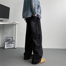 主推【S-4XL】现货！美式复古褶皱水洗裤子男A080-8203-P65控88，男装牛仔裤，电商A080