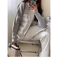 韩版针织拼接棉服女短款保暖棉衣小个子外套Cityvibe都市松弛感，男装棉衣，星座601-1