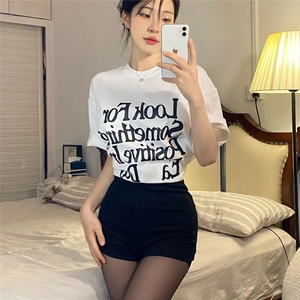 TX1020 p35 限48 潮牌美式宽松大码字母印花白色短袖图片