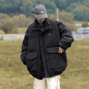 美式高街棉服男冬季痞帅宽松面包服外套潮牌设计感棉衣图片