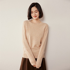 圆领纯色35%羊绒衫女薄款打底衫2024年秋季简约舒适，女装羊绒衫，缇曼羊绒