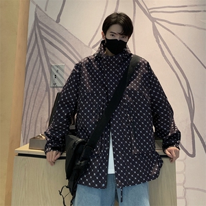 迷彩格子外套男春秋款连帽青少年春装冲锋衣夹克大码JK076-P100图片