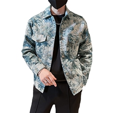 秋季短款外套男高级感痞帅时尚刺绣夹克潮流花朵翻领上衣JK04-P98，男装夹克，电商D323（原B261）